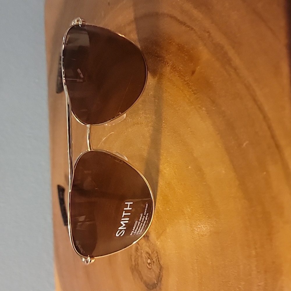 SMITH Gold and Brown Aviator Sunglasses
